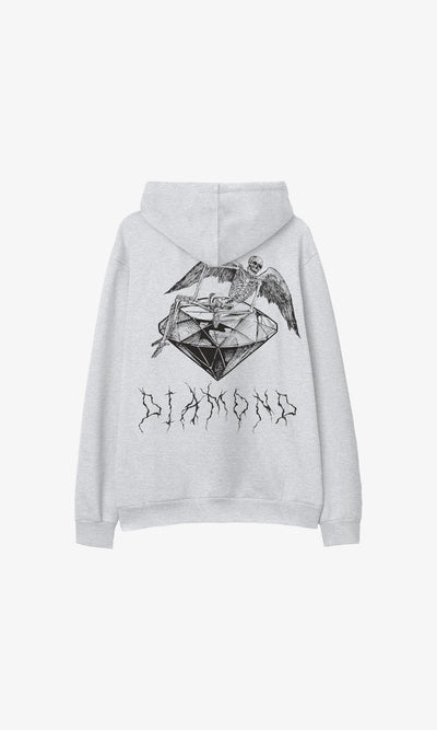 SKULLS & DIAMONDS HOODIE - HEATHER GREY