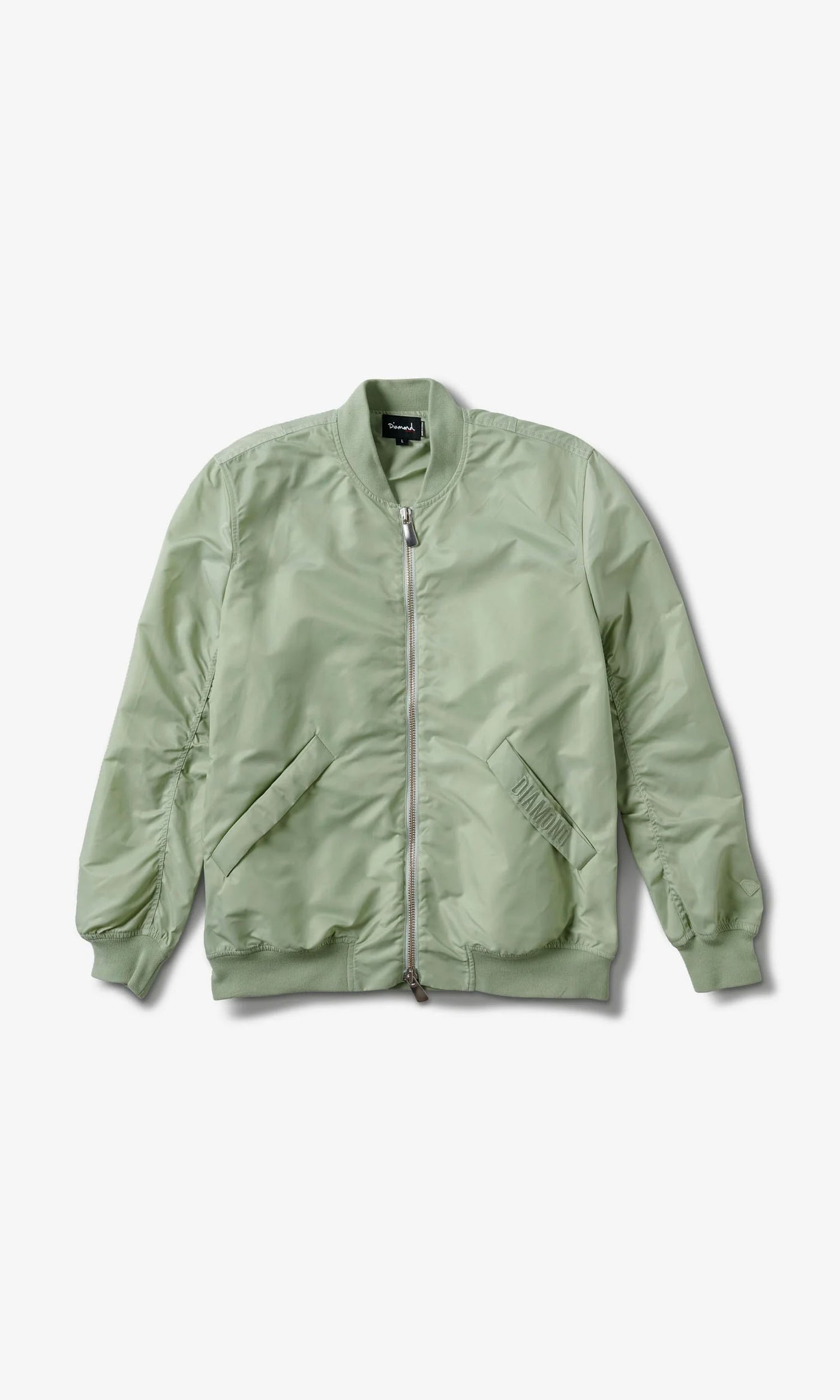 Diamond Panelled Bomber Jacket - Seafoam