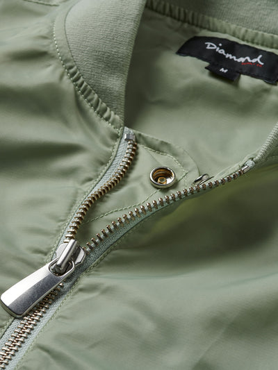 Diamond Panelled Bomber Jacket - Seafoam