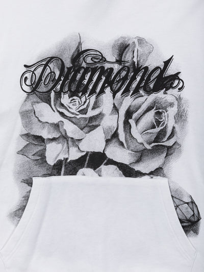 Giant Script Blossom Hoodie - White